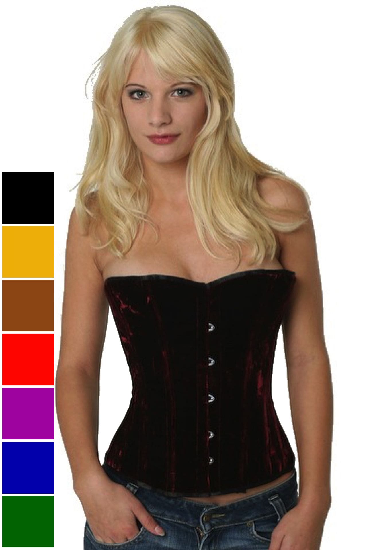 Corse rojo terciopelo medio pecho corset vh61