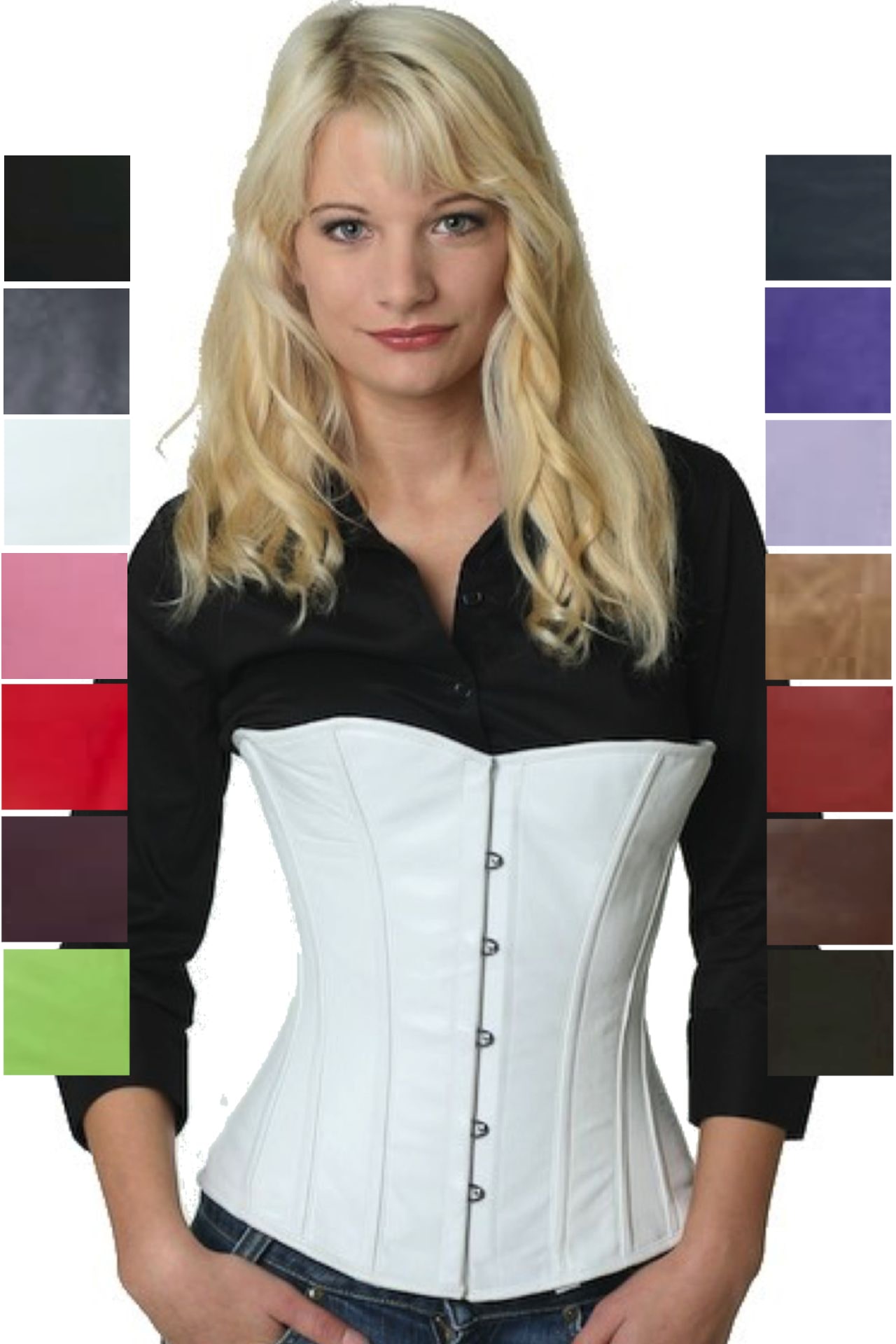 Corset white leather half bust lh21