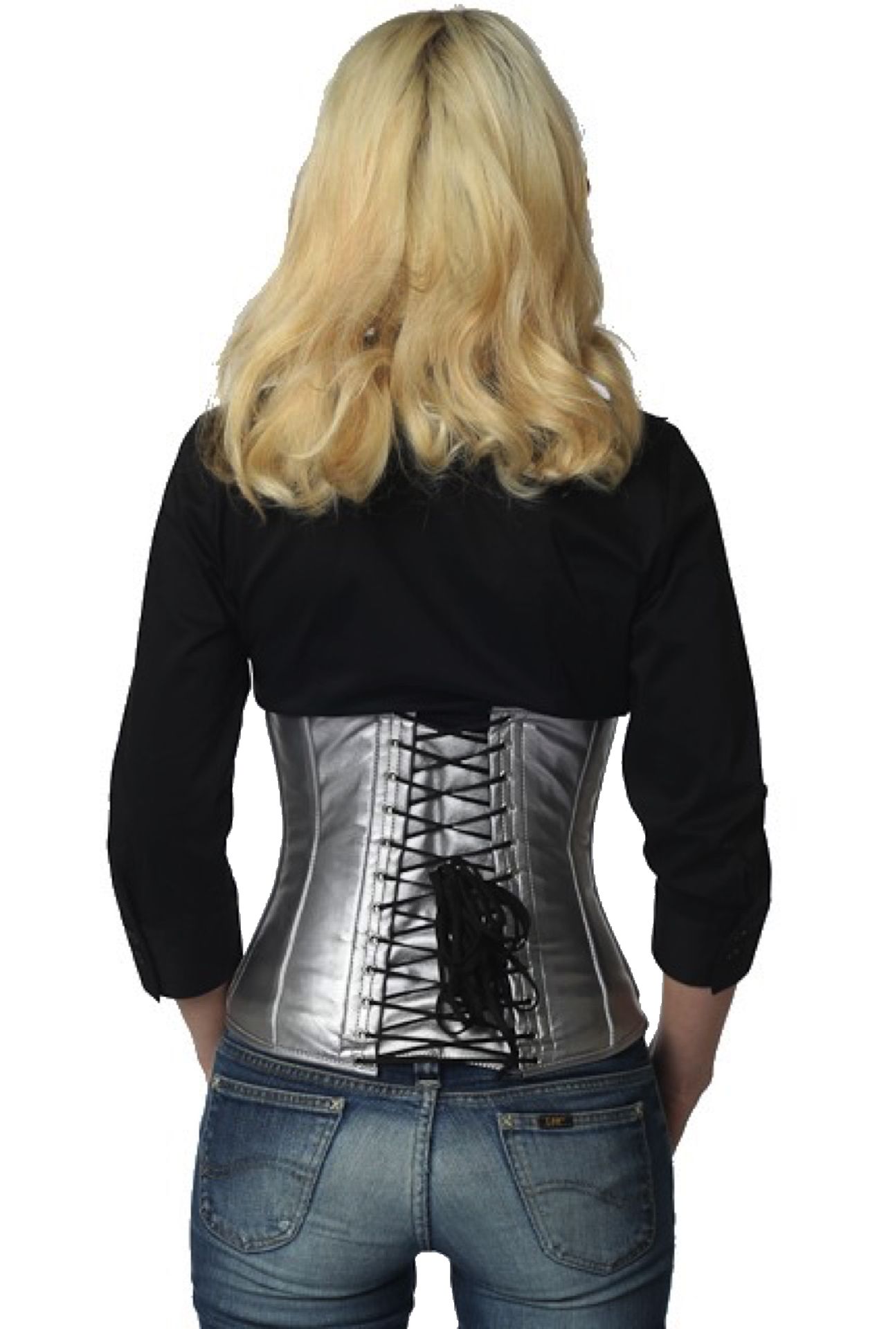 Corset vinyl silver waist corset Corset vinyl silver waist corset