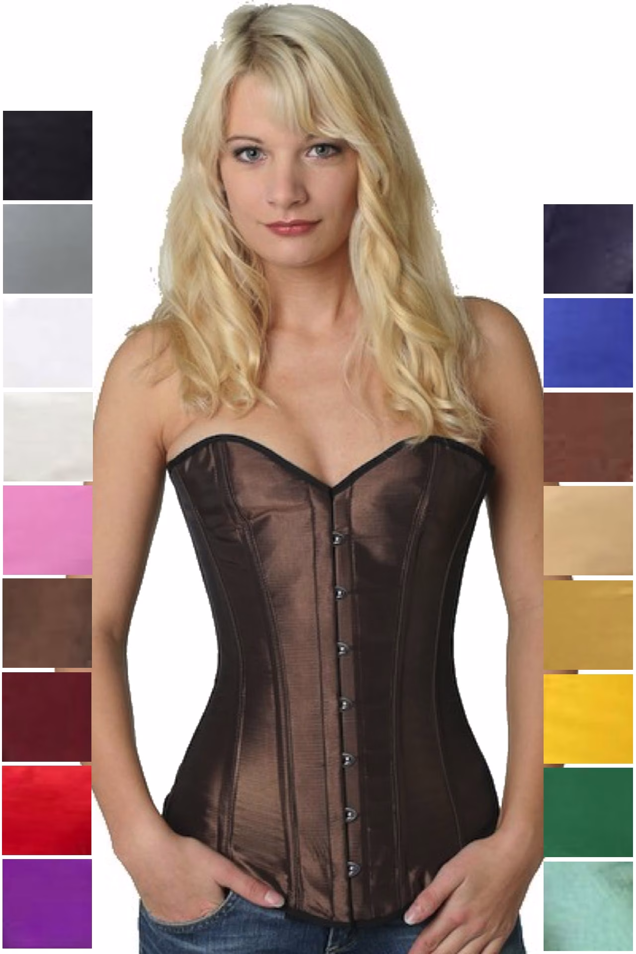 Korsett Corsage Satin Tea Braun Vollbrust sy04