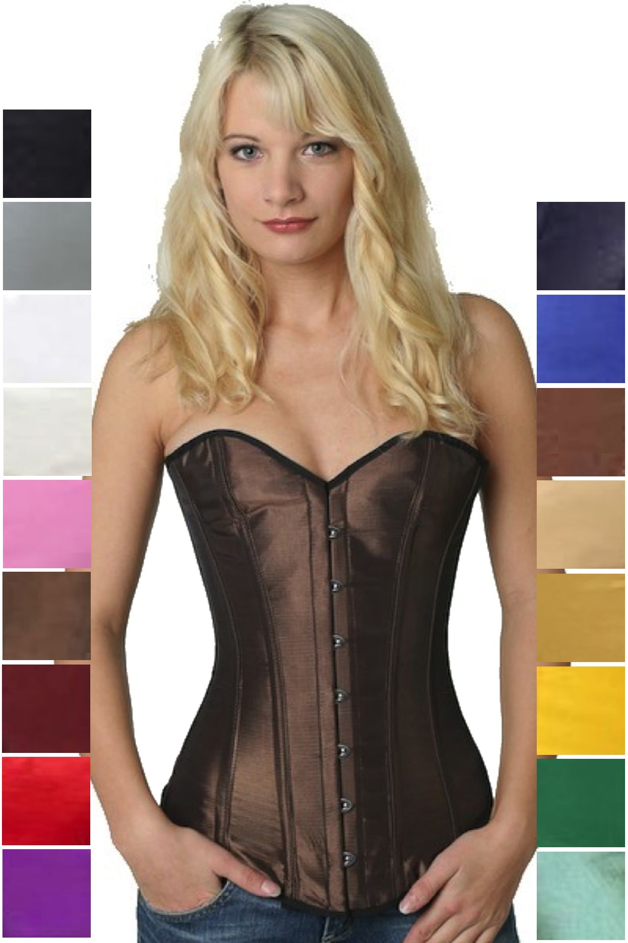 Corsetto marrone tea satin overbust sy04 Corsetto marrone tea satin overbust sy04