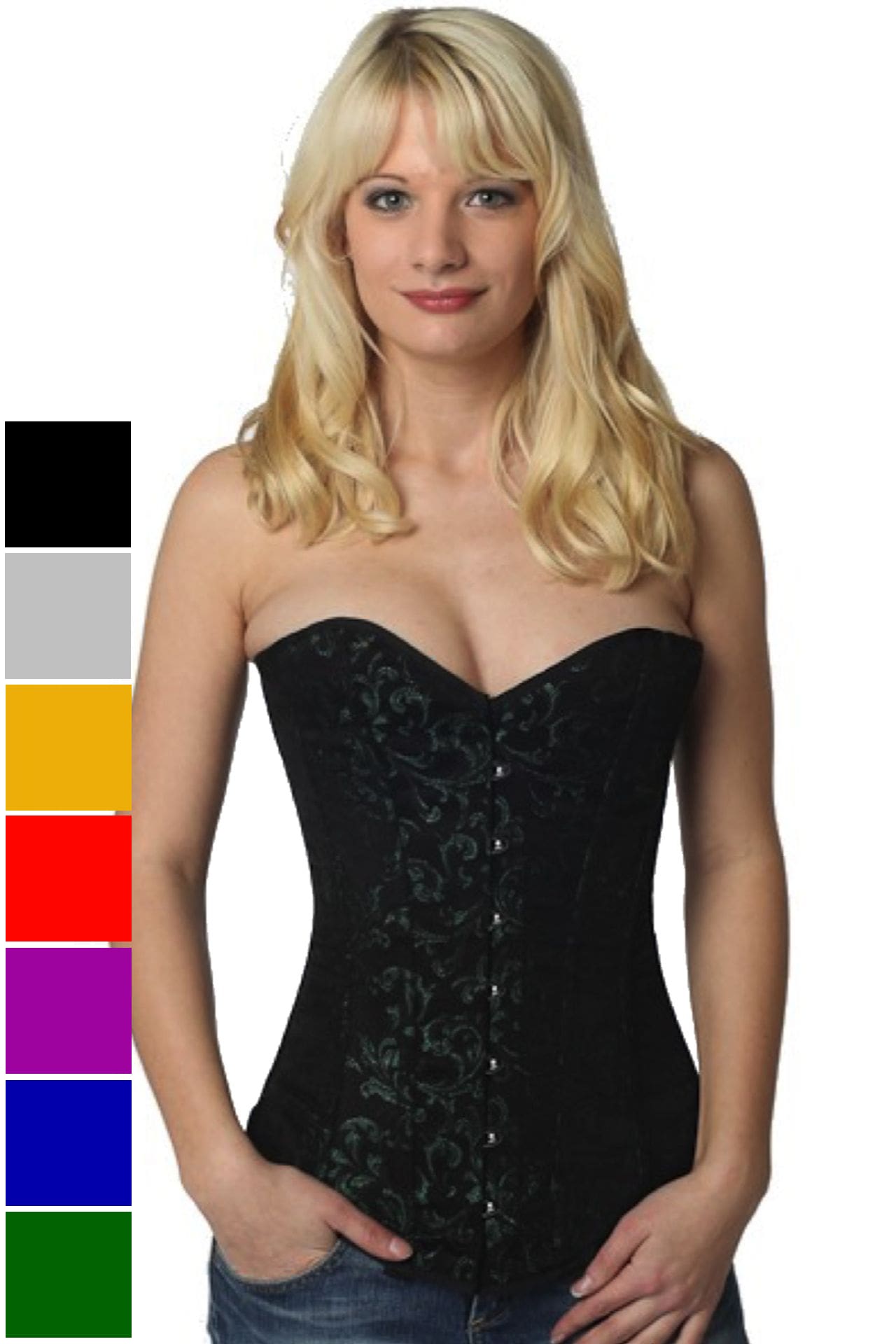 Corsetto verde broccati overbust ry83 Corsetto verde broccati overbust ry83