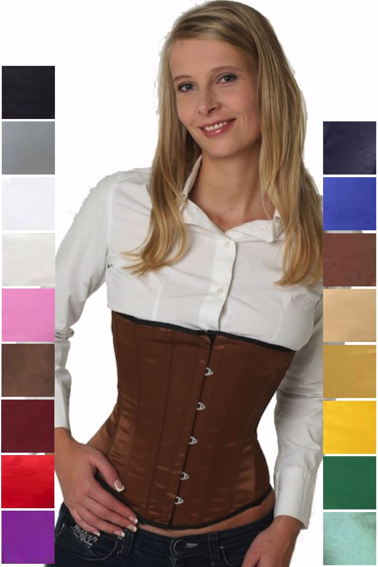 Korsett Corsage Braun Satin Unterbrust su10