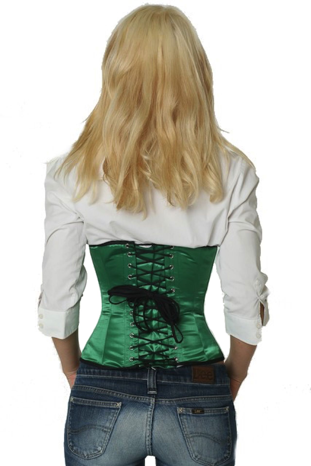 Corset green satin taille sw14