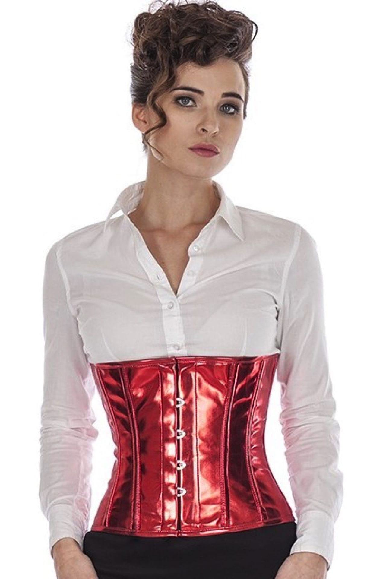 Corset red glitter vinyl taille pwG1