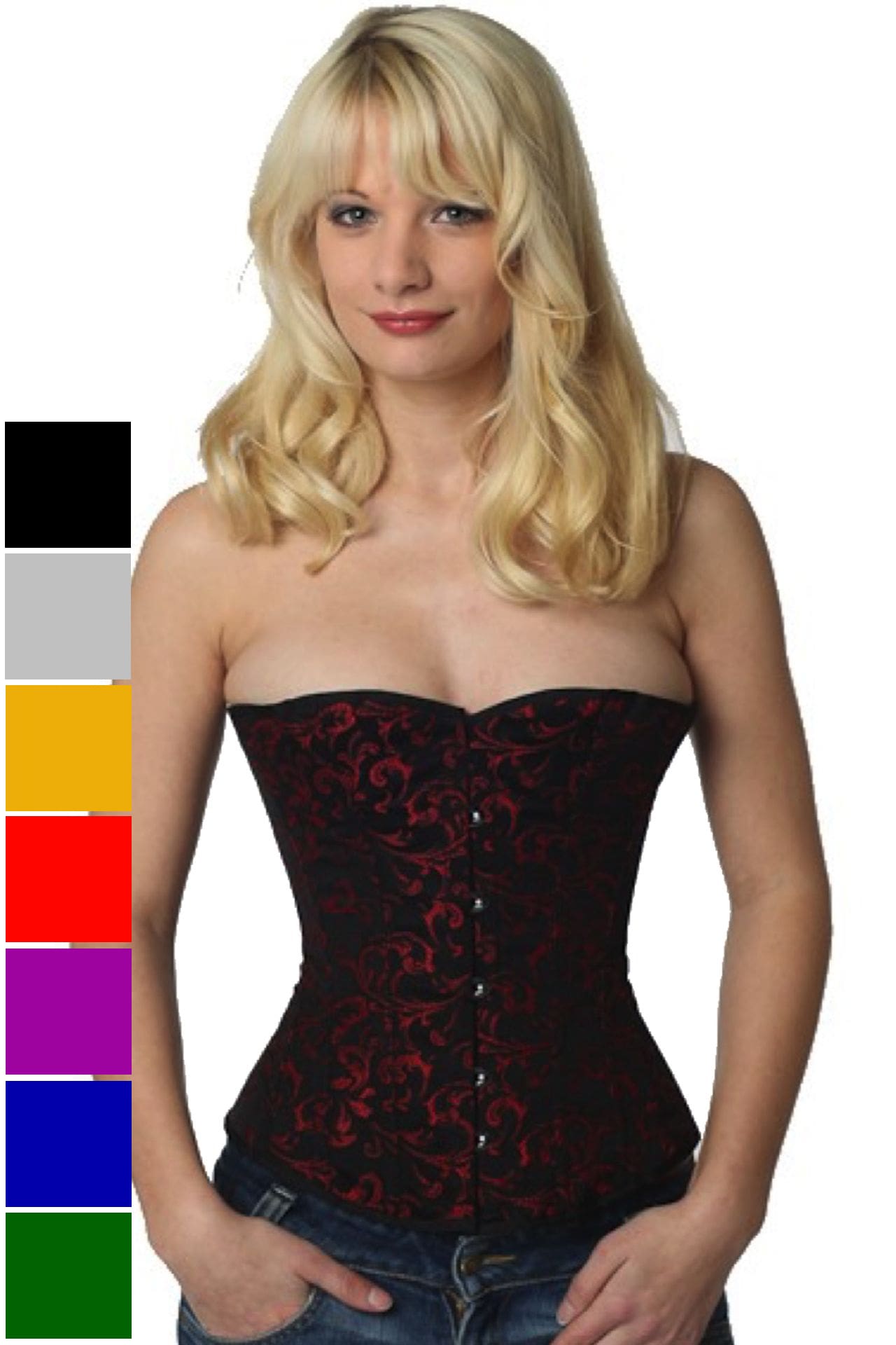 Corse rojo brocado medio pecho corset rh81