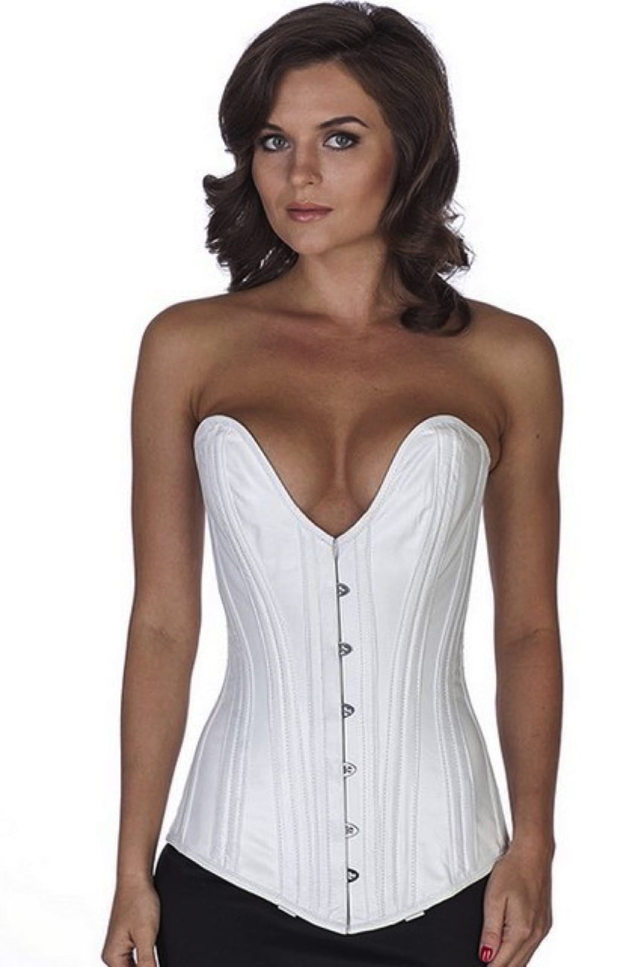 Korsett weiß Leder Vollbrust plunge Korsett weiß Leder Vollbrust plunge