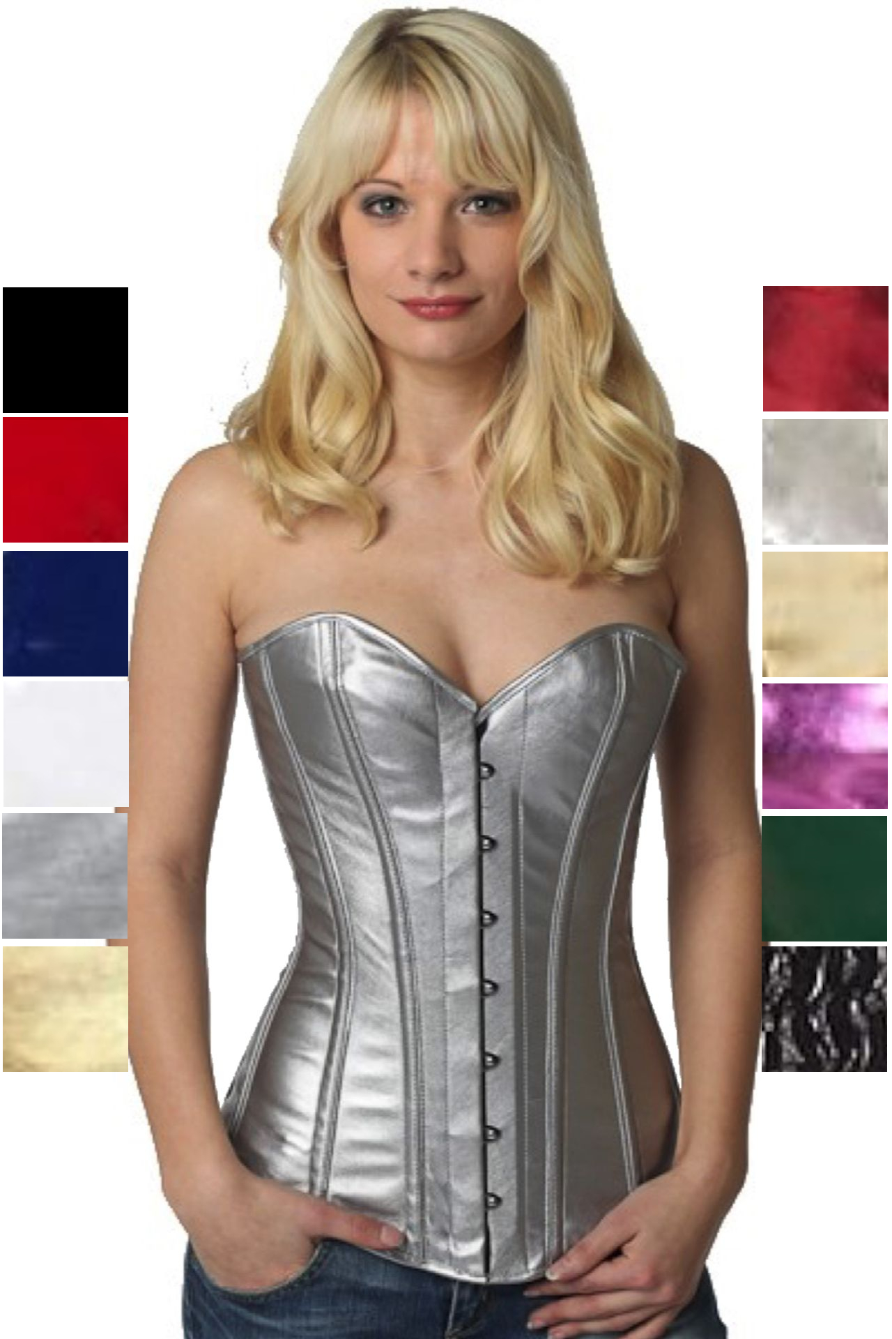 Corsetto argento vinile pvc overbust px74 Corsetto argento vinile pvc overbust px74