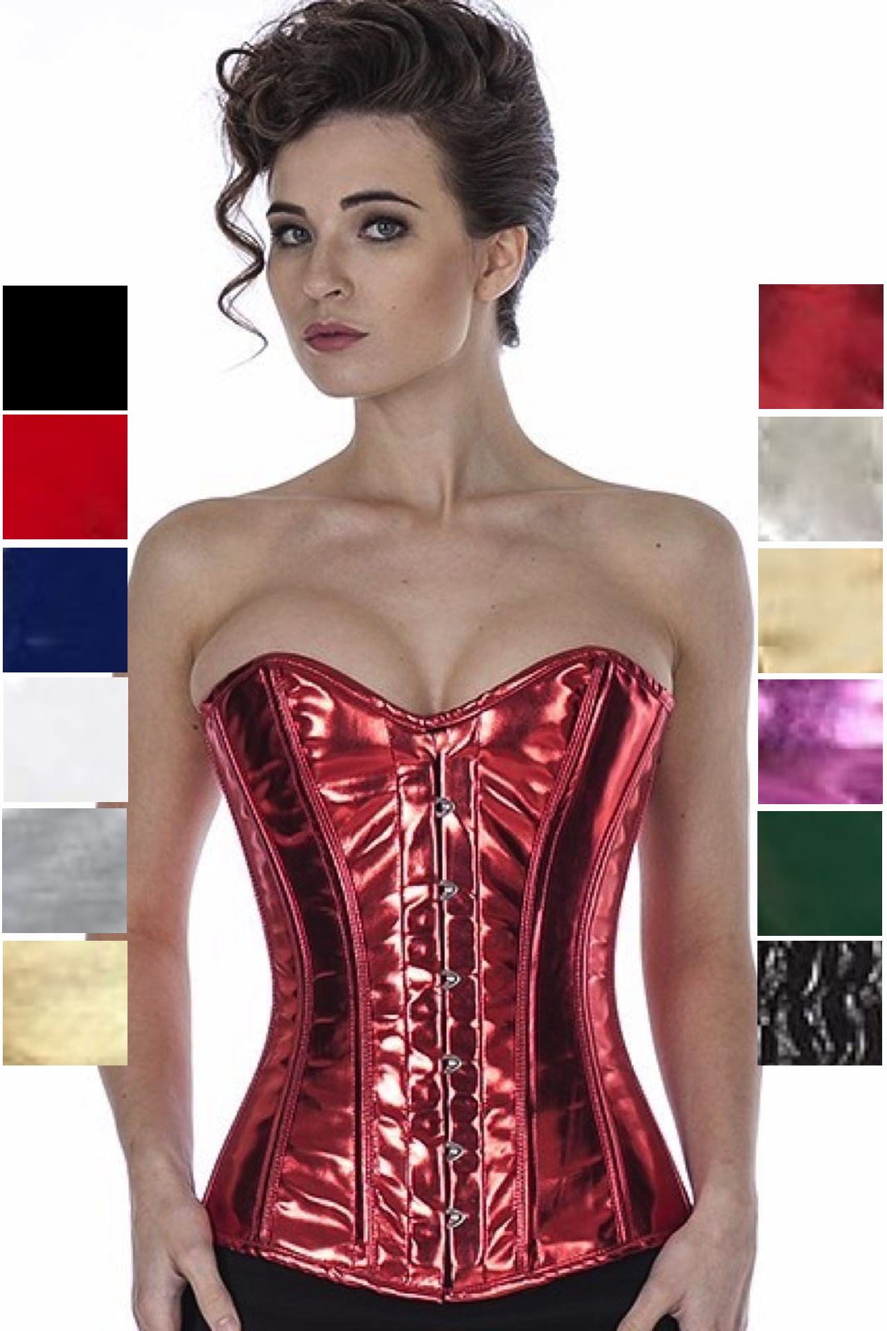 Corsetto rosso lucido glitterato sopra il seno Corsetto rosso lucido glitterato sopra il seno