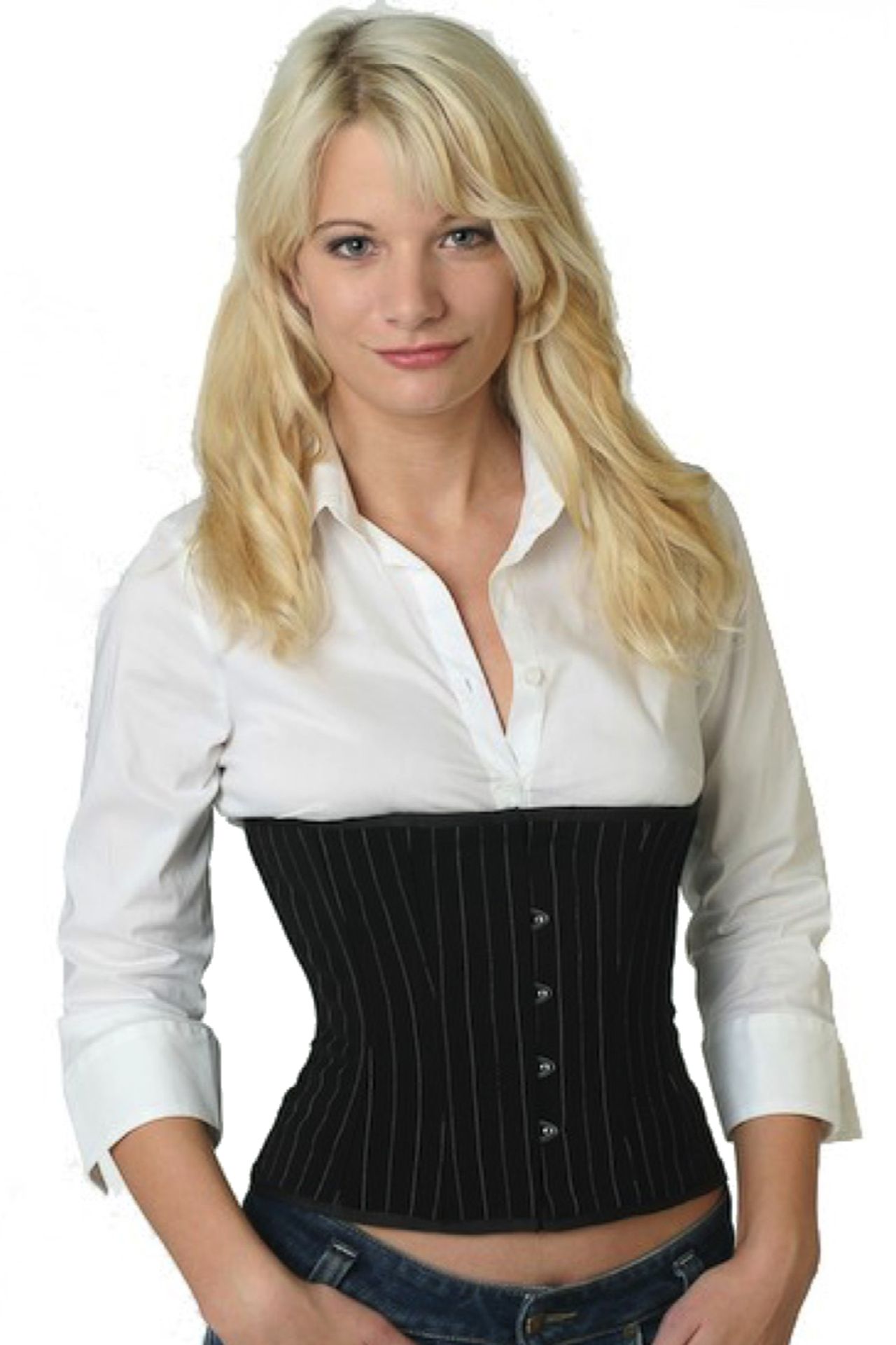Krijtstreep korset grijze taille Cincher Krijtstreep korset grijze taille Cincher