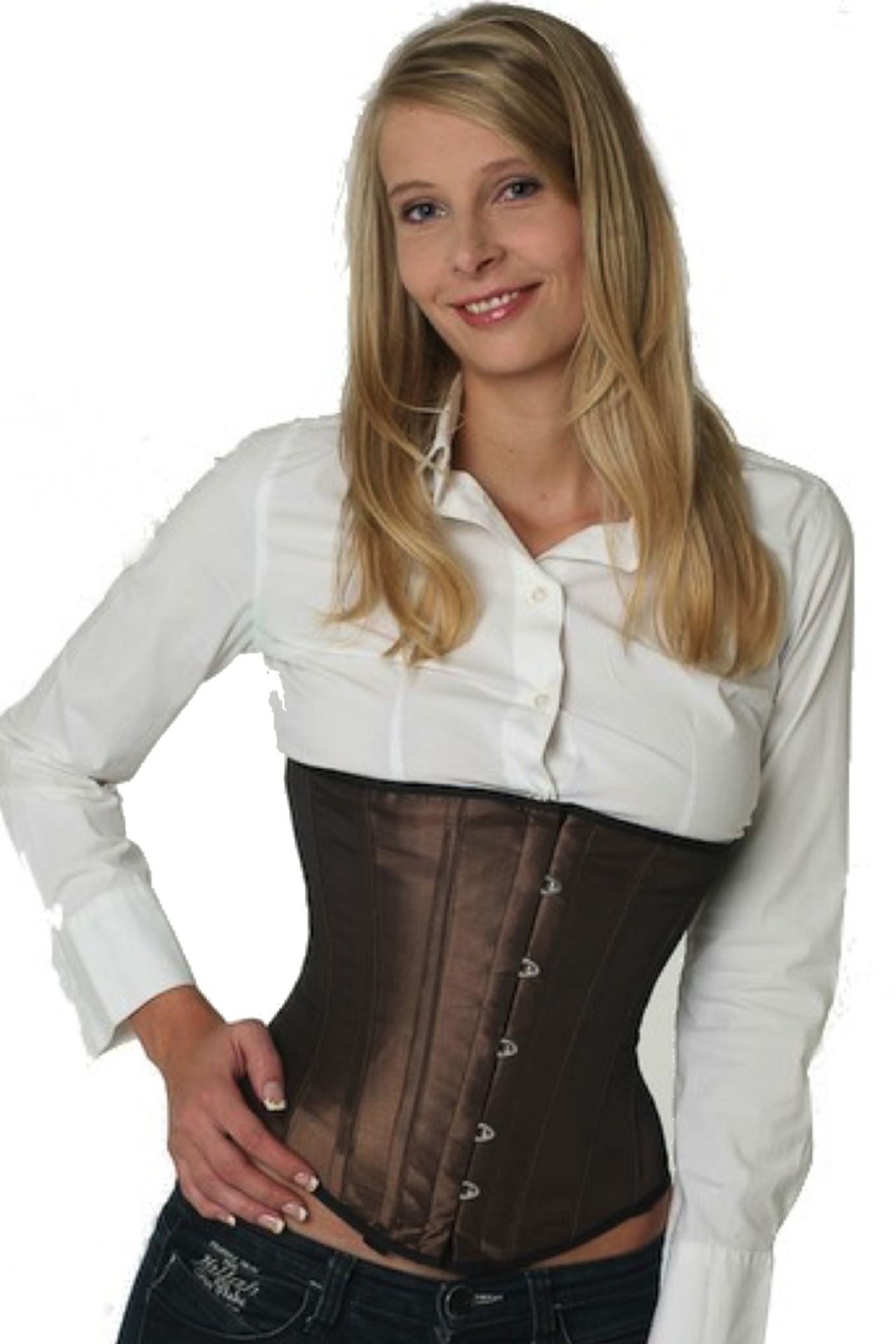 Korsett Corsage Braun Tea Satin Unterbrust su04