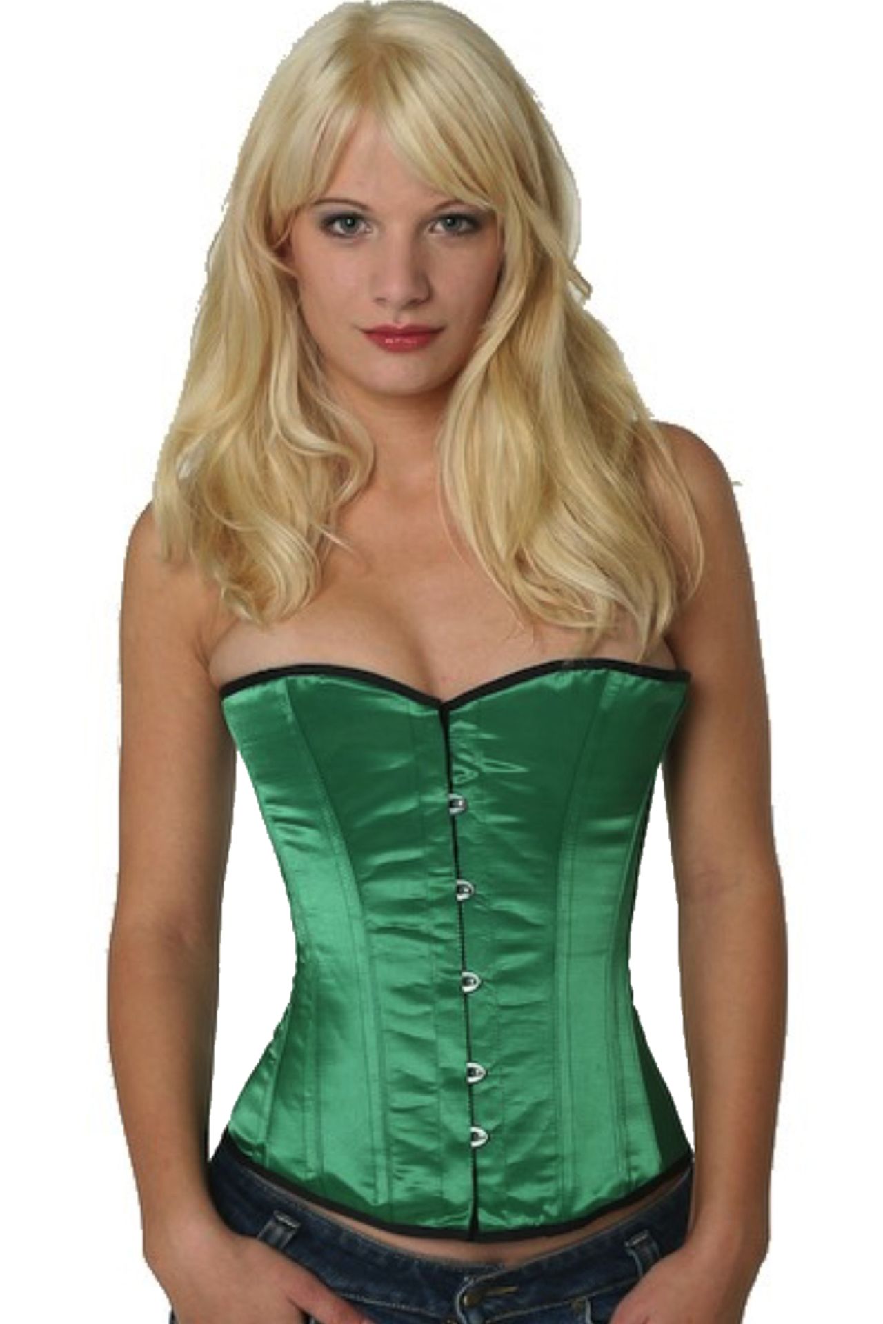 Satijn corset groen halfborst Korset sh14