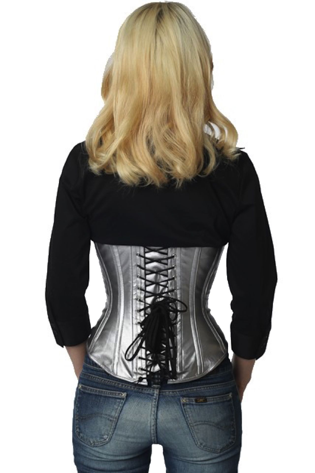Lak corset zilver onderborst Korset pu74