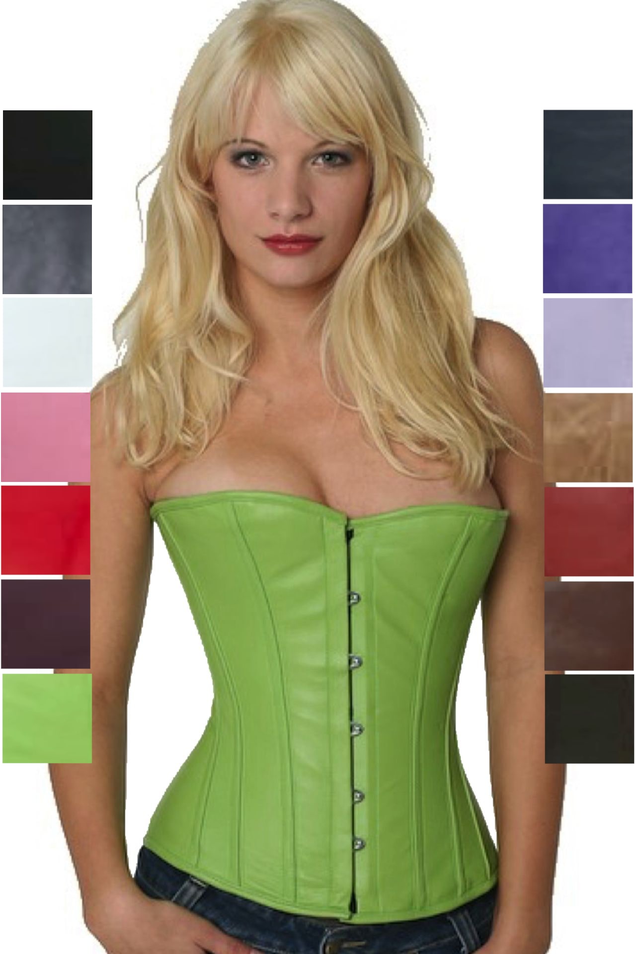 Corsetto verde pelle a mezzo seno lh28 Corsetto verde pelle a mezzo seno lh28