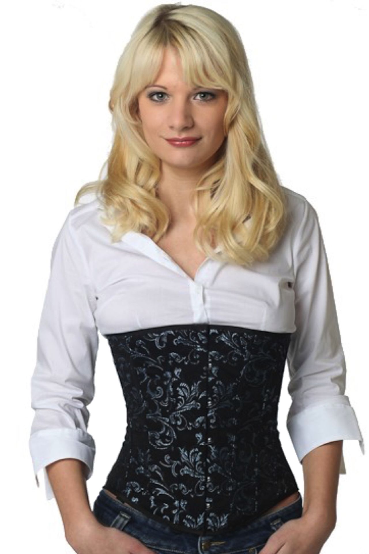 Korsett Brokat Blau Unterrust Korsett Brokat Blau Unterrust