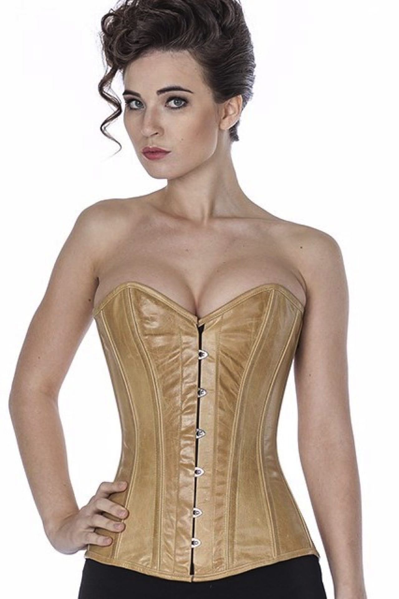 Corset beige leather overbust ly38