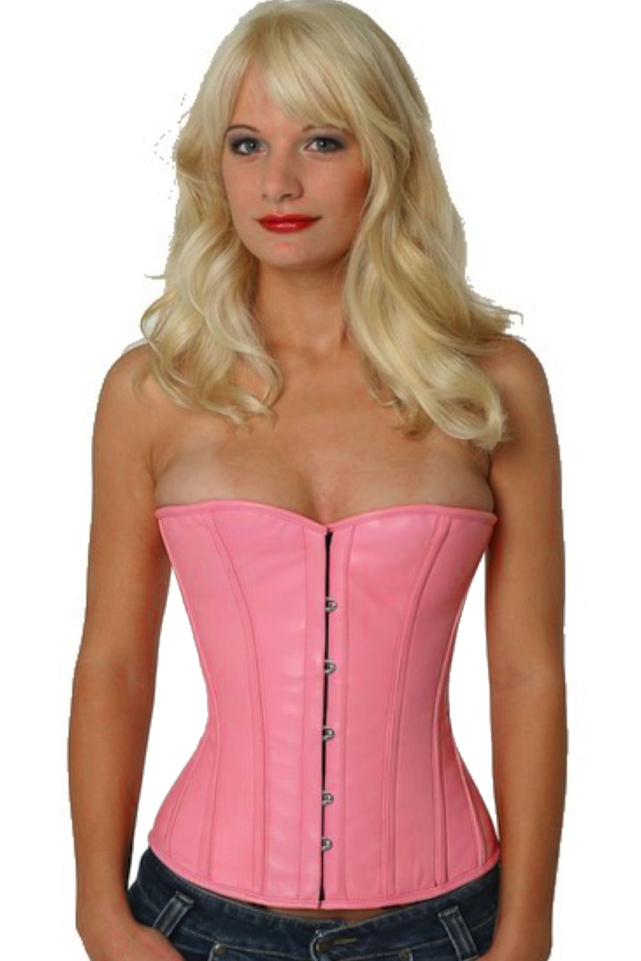 Corse rosa cuero medio pecho corset lh22
