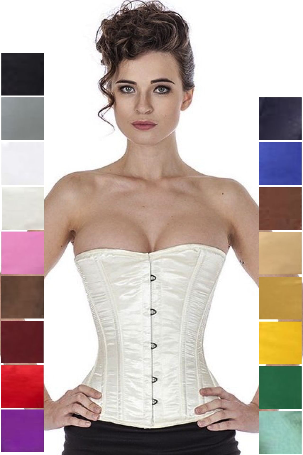 Corset ivory satin half bust sh19