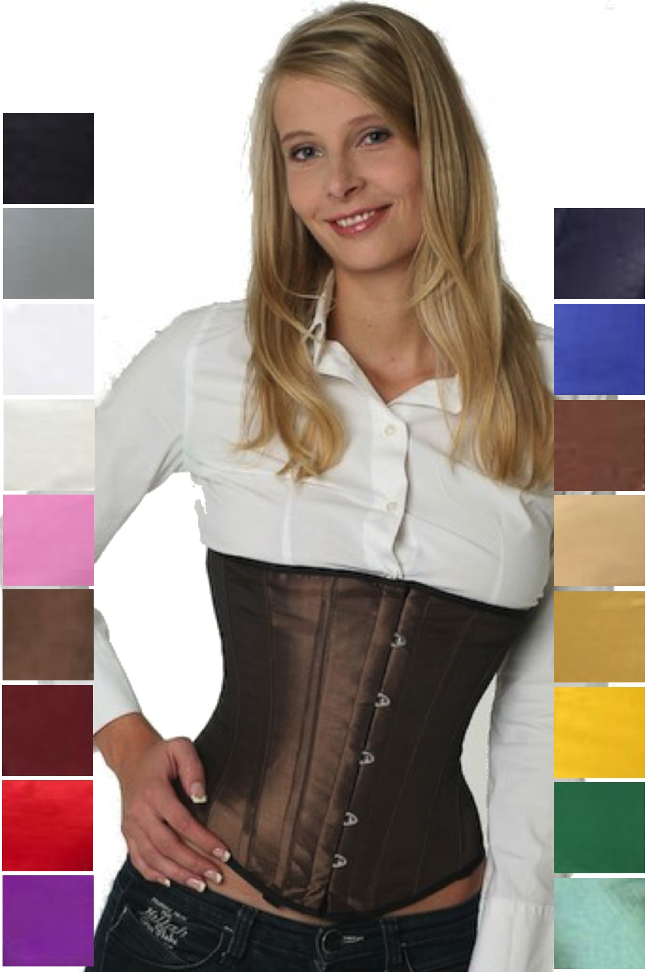 Corset tea satin underbust su04