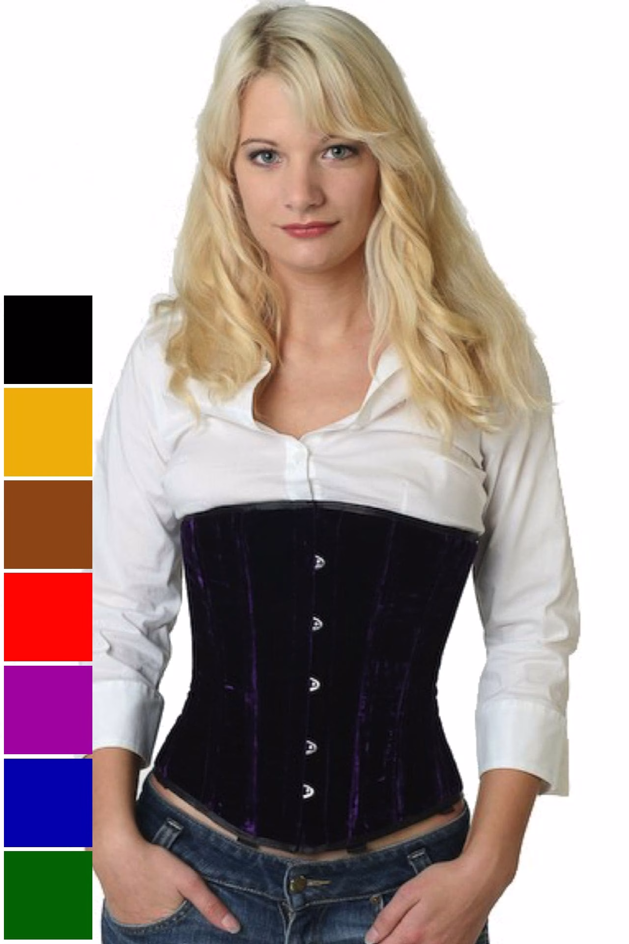 Korsett Corsage Violett Lila Samt Unterbrust vu65