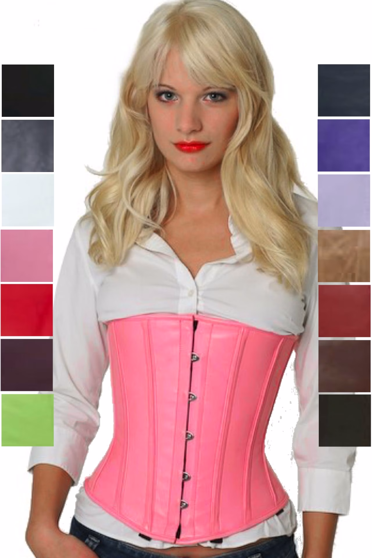 Korsett Corsage Pink Rosa Leder Unterbrust lu22