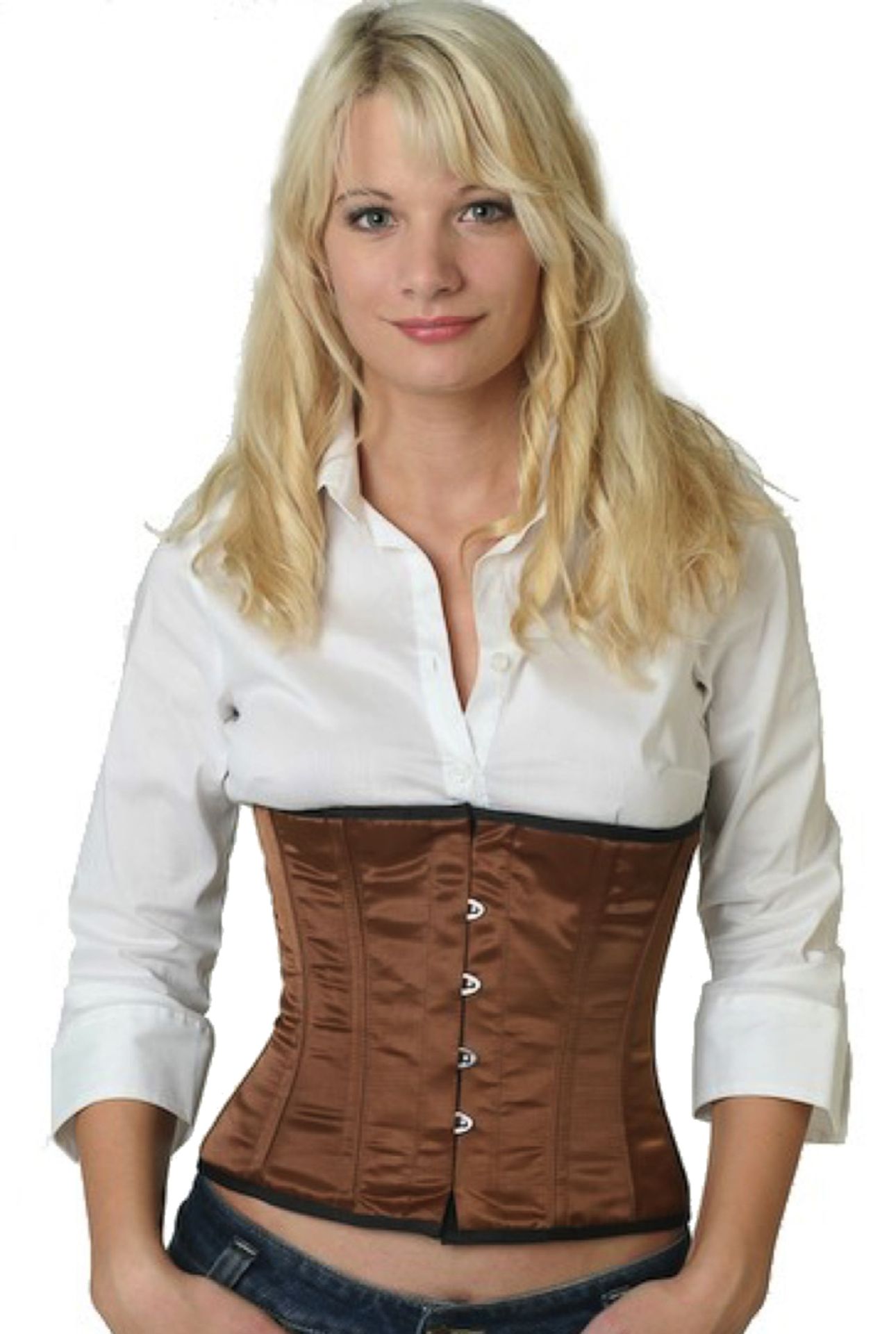 Corsetto in raso marrone con vita alta Corsetto in raso marrone con vita alta