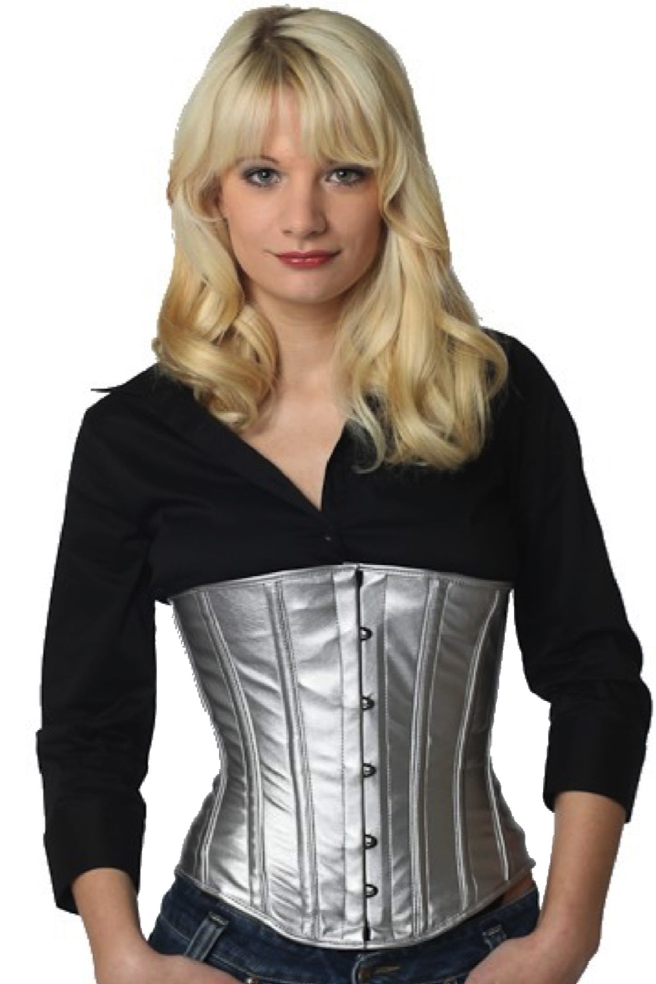 Corset vinyl silver underbust Corset vinyl silver underbust