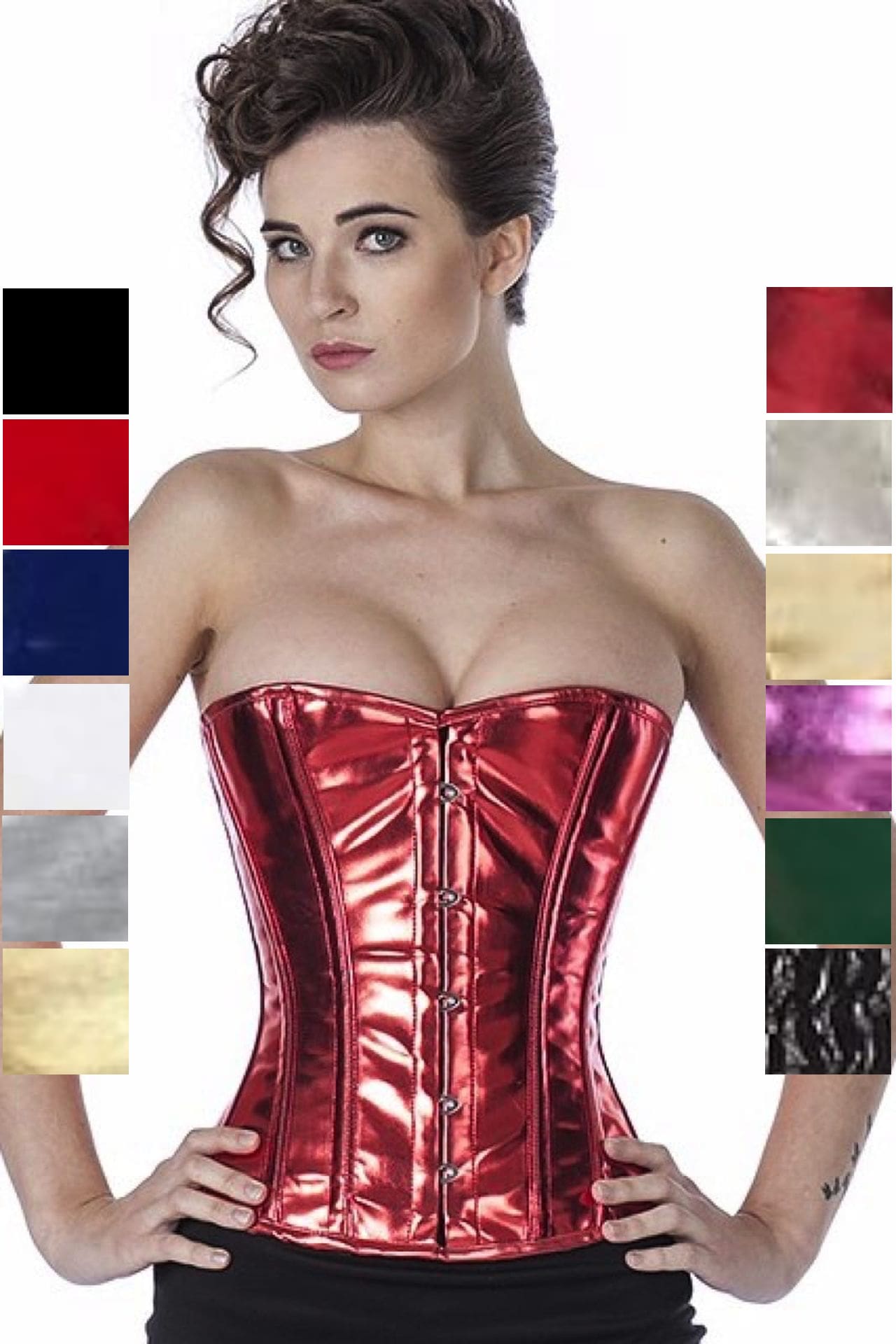 Corse rojo glitter charol medio pecho corset phG1