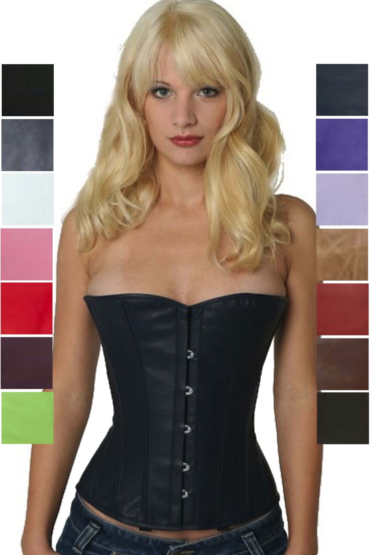 Korsett blau Leder Halbbrust Korsett blau Leder Halbbrust