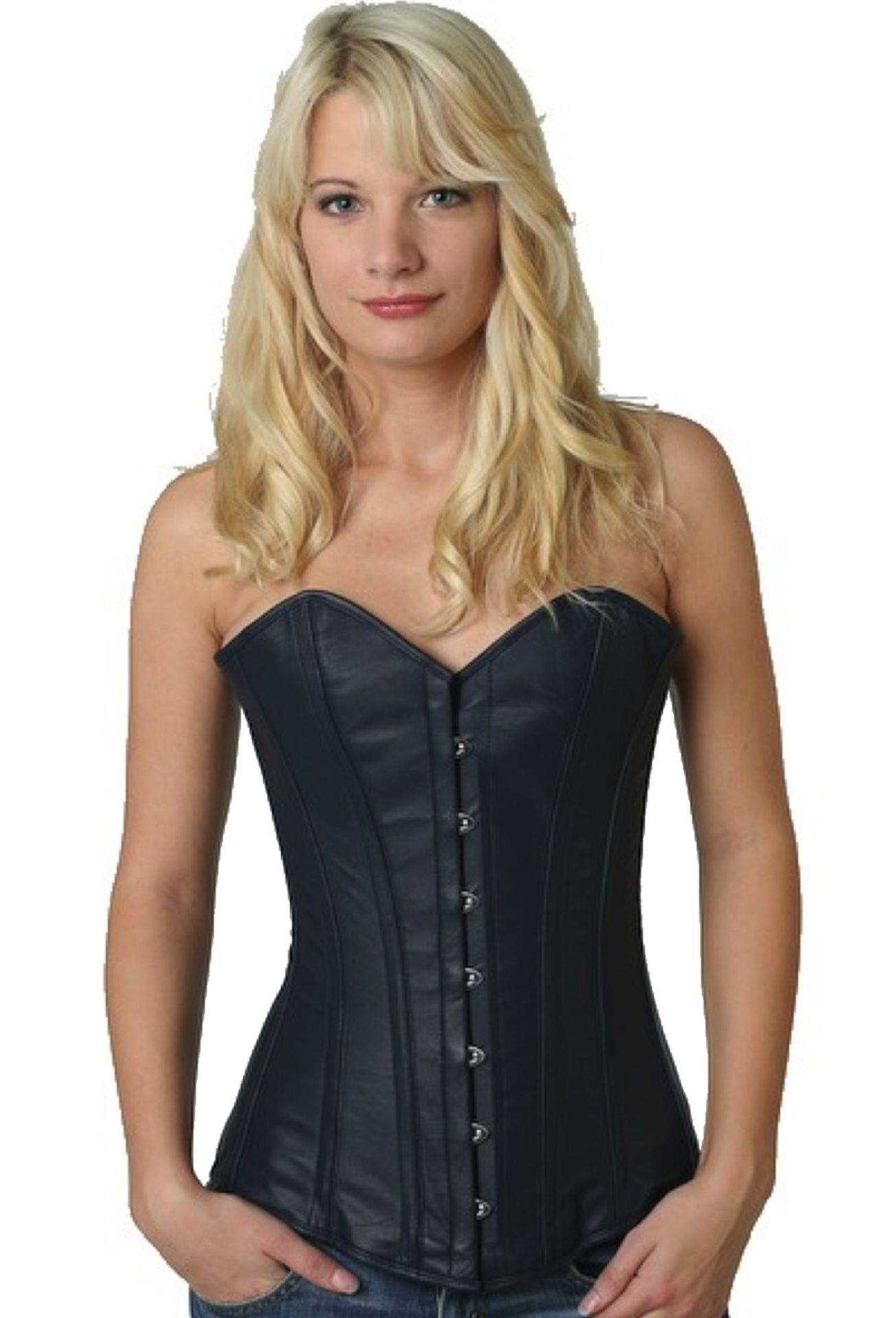 Corsetto blu pelle overbust ly29