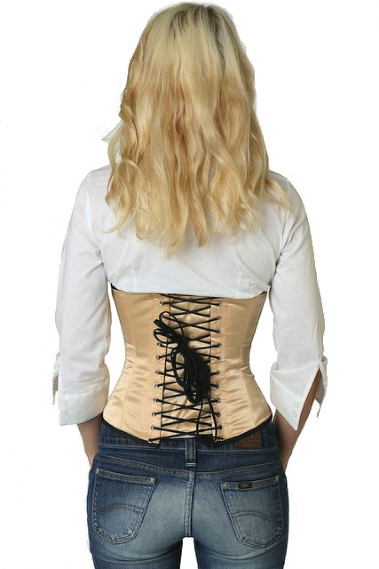 Satijnen korset beige taille cincher Satijnen korset beige taille cincher