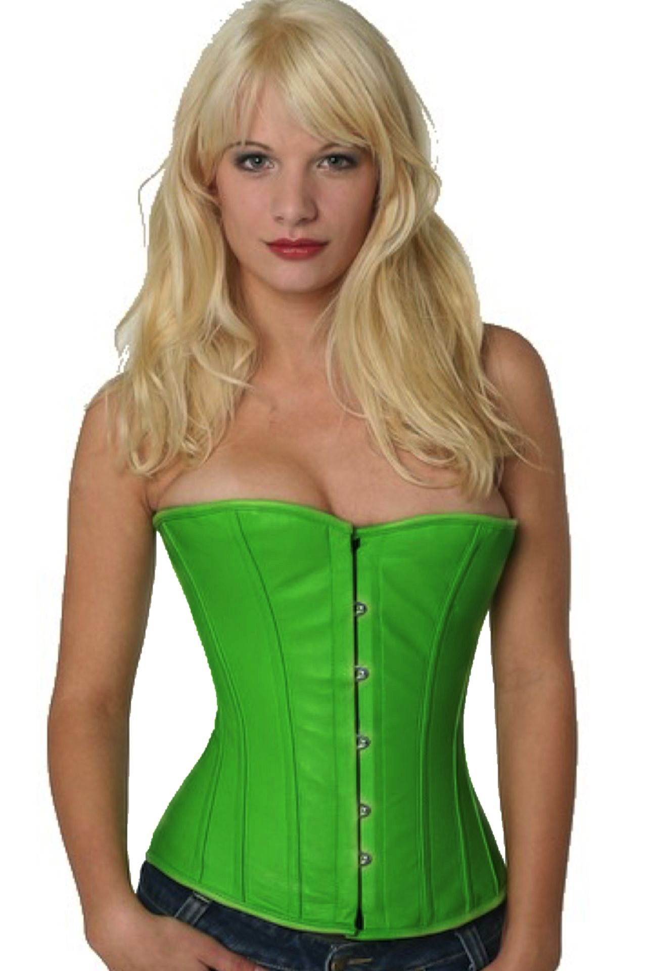 Corset en cuir vert demi-buste Corset en cuir vert demi-buste