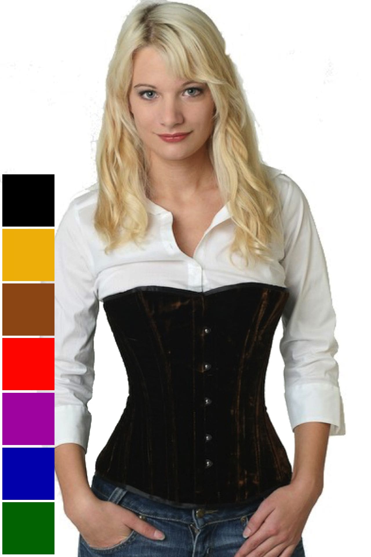 Corset brown velvet half bust vh59