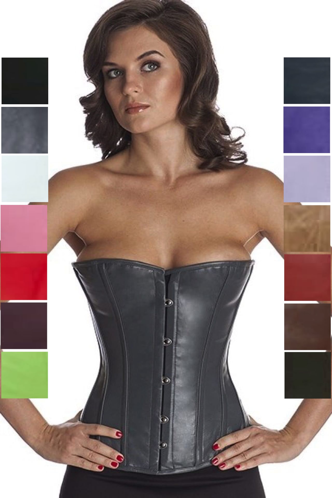 Corset grey leather half bust lh34