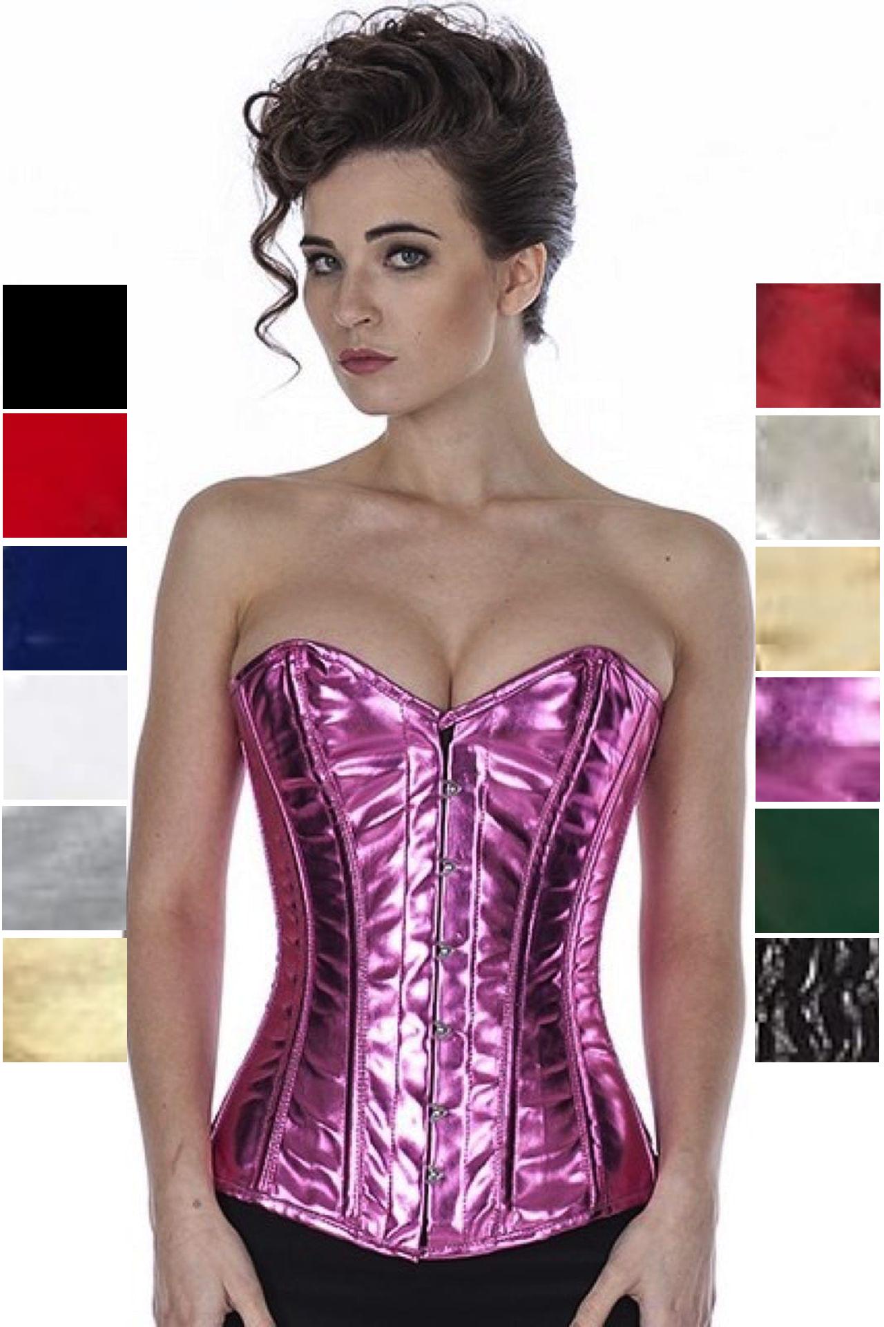 Korsett Lack Pink Glitter Corsage Vollbrust pyG7