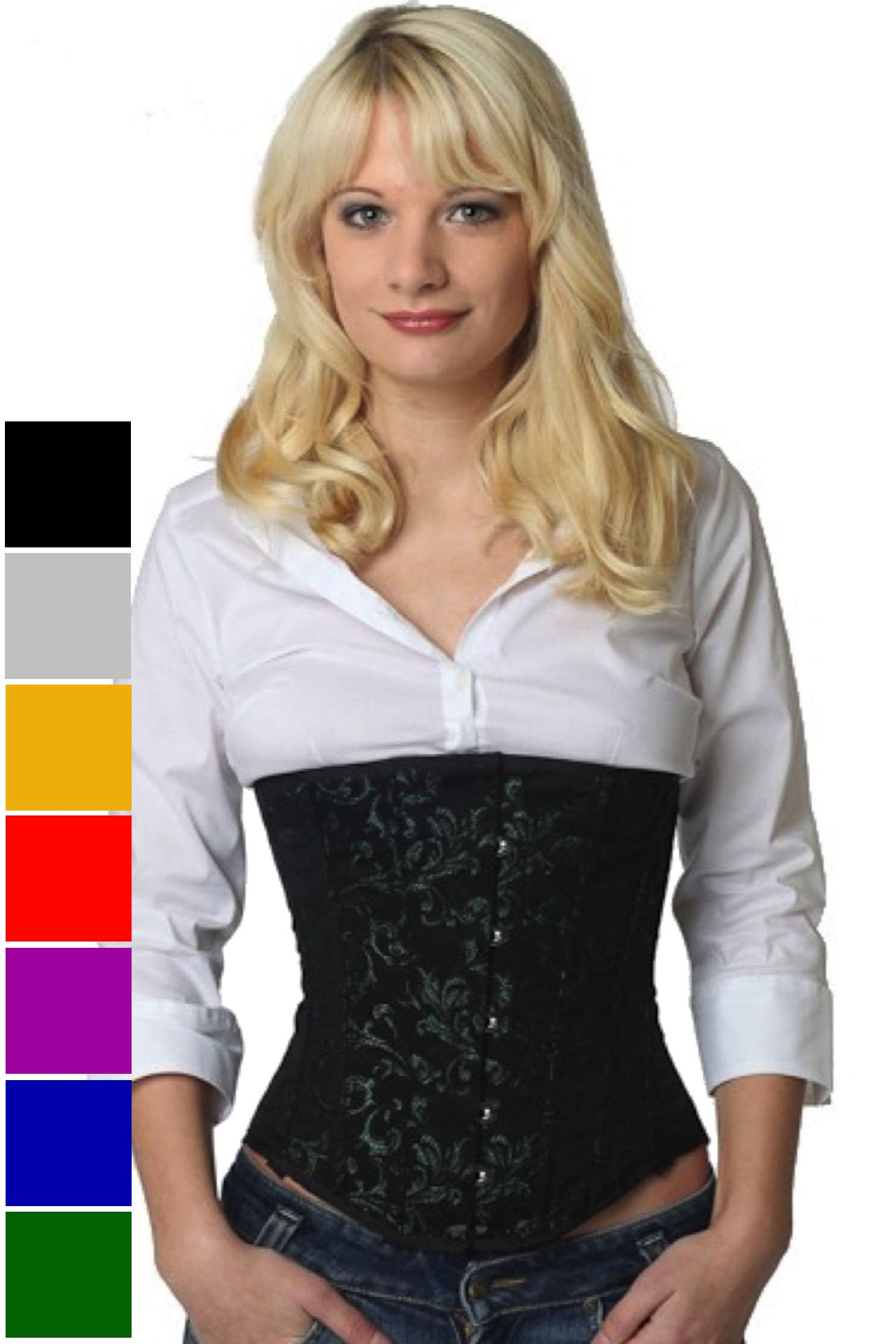Corse verde brocado bajo pecho corset ru83