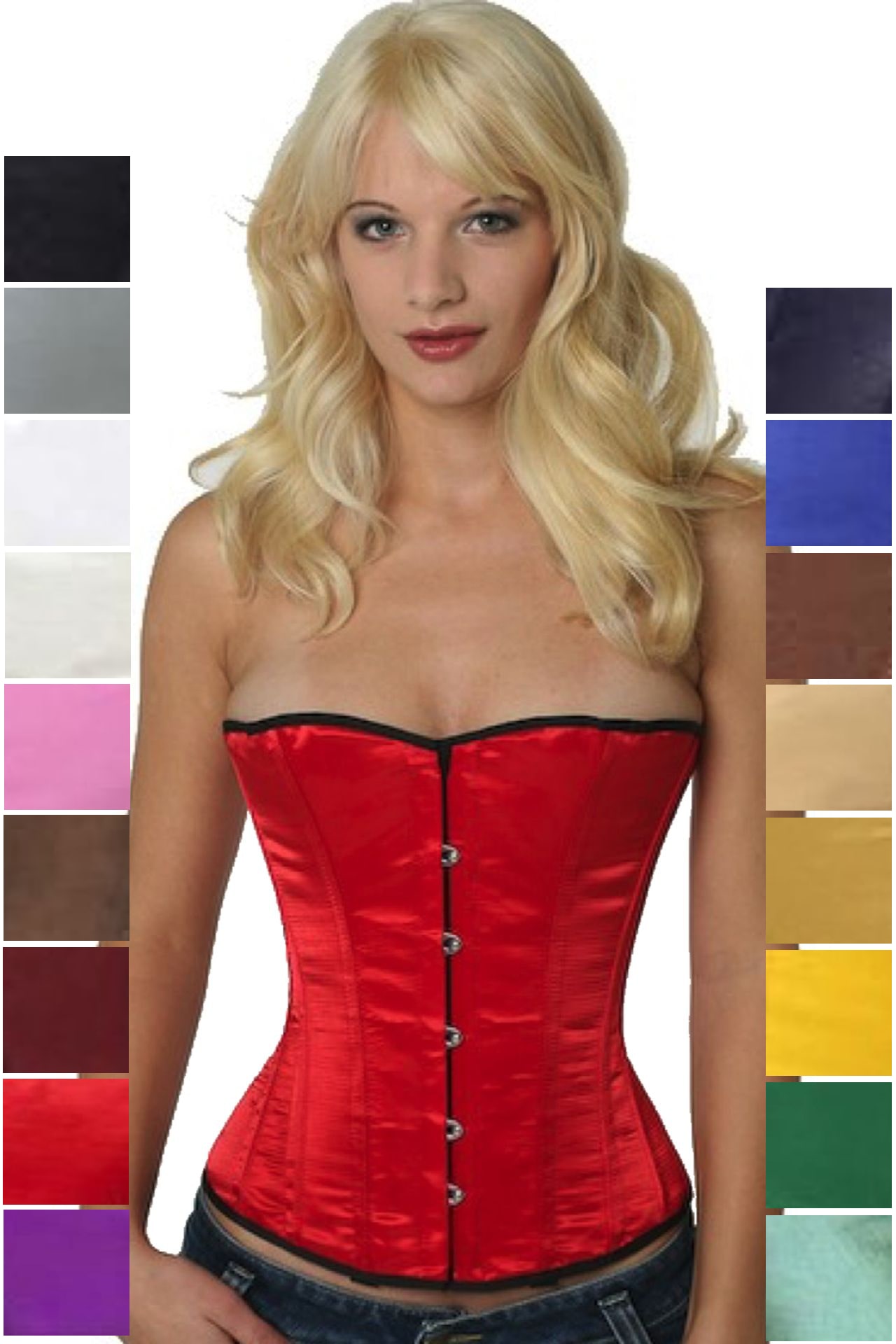 Corse rojo raso medio pecho corset sh06