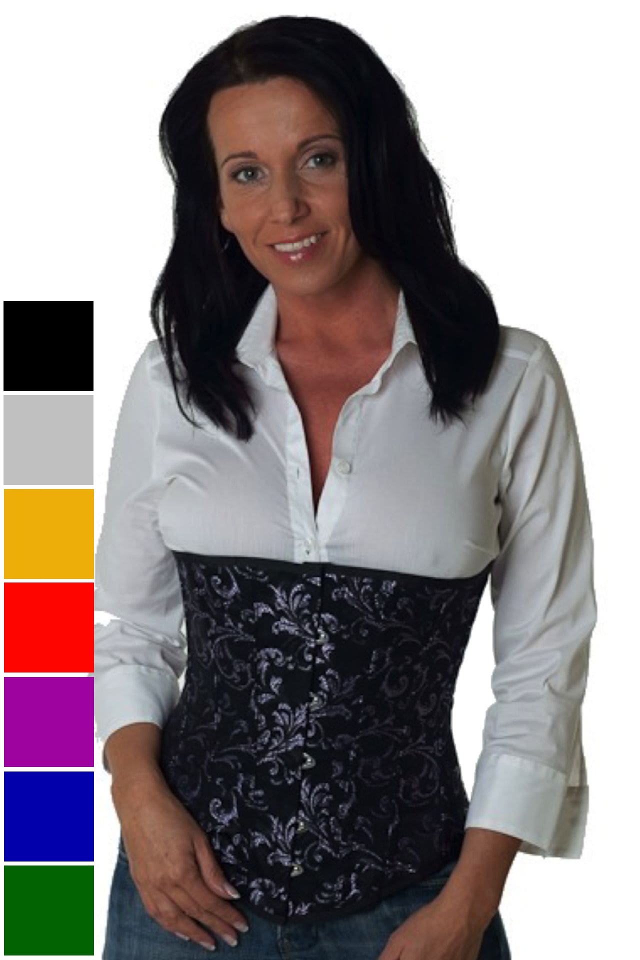 Corsage Korsett Violett Lila Brokat Unterbrustkorsett ru87