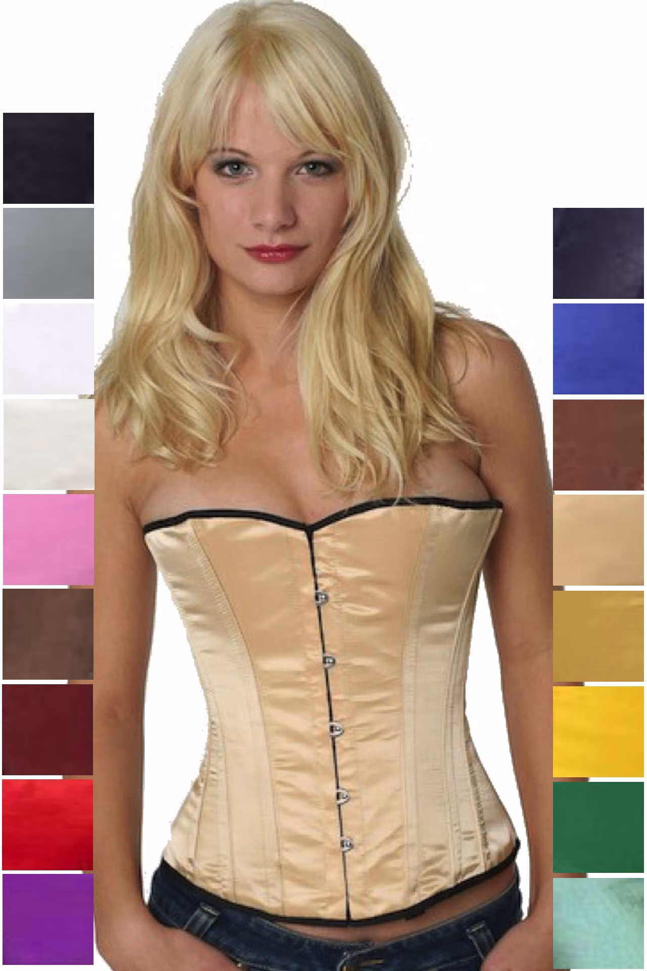 Korsett Corsage Satin Beige Halbbrust sh11