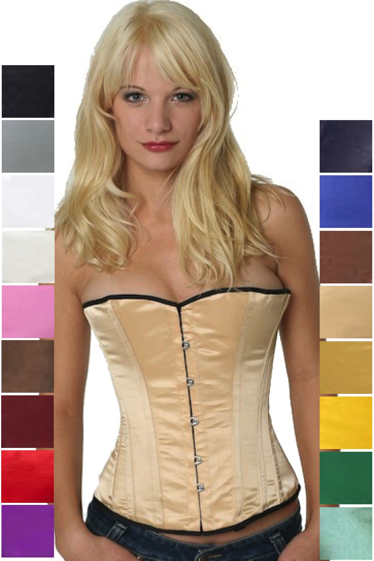 Corset beige satin half bust sh11