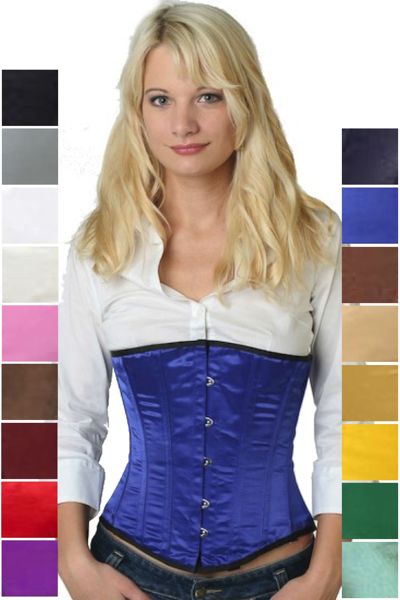 Korsett blau Satin Unterbrust Korsett blau Satin Unterbrust