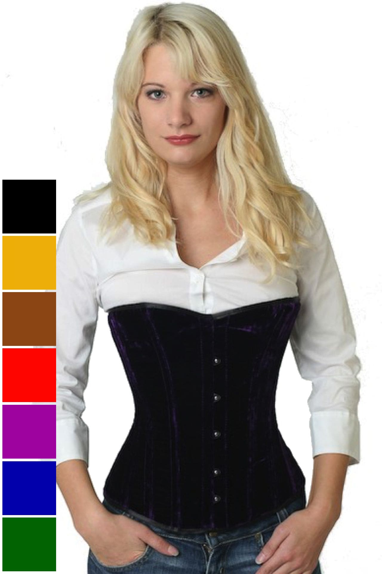 Corse violeta terciopelo medio pecho corset vh65