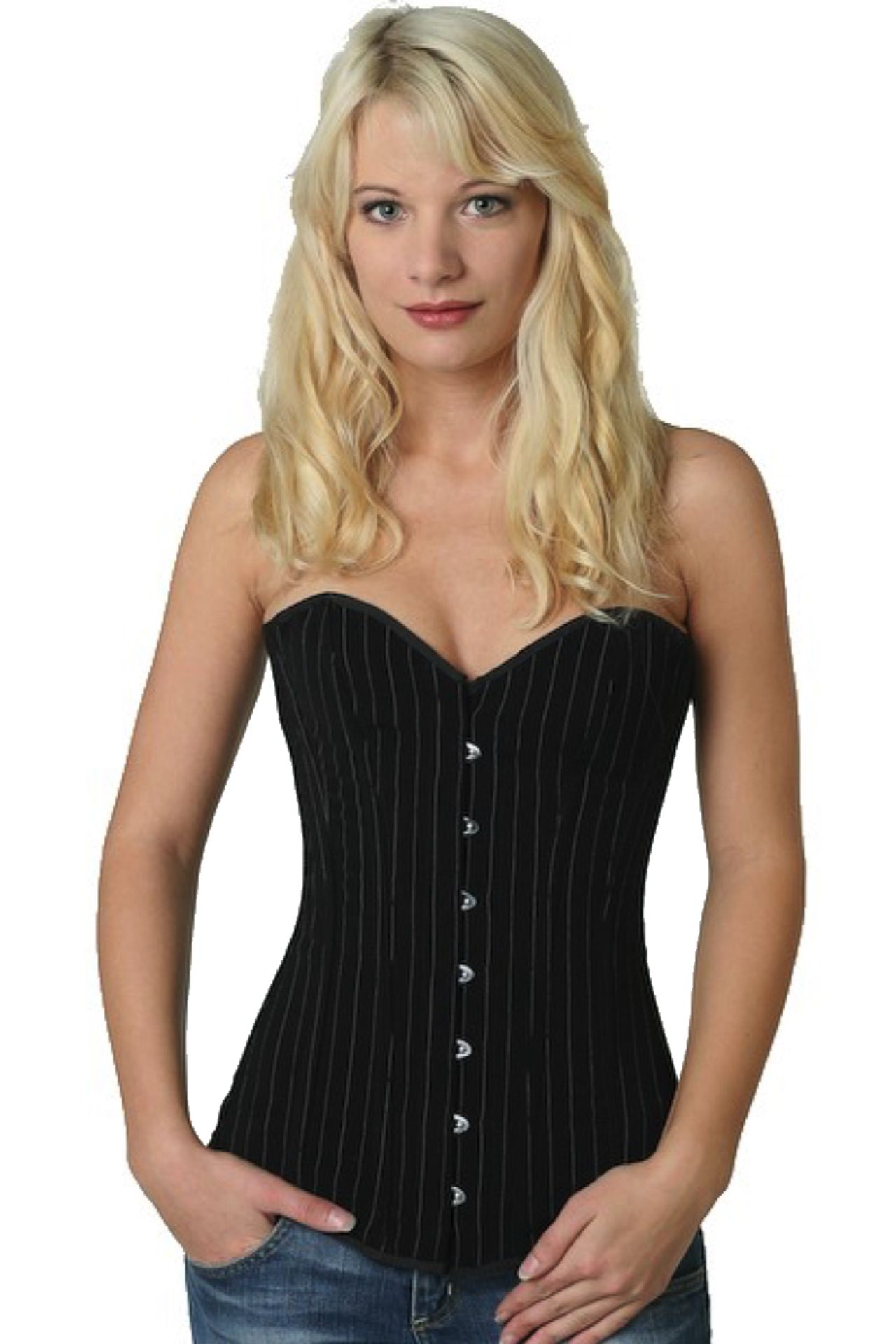 Corset Pinstripe Grey Overbust Corset Pinstripe Grey Overbust