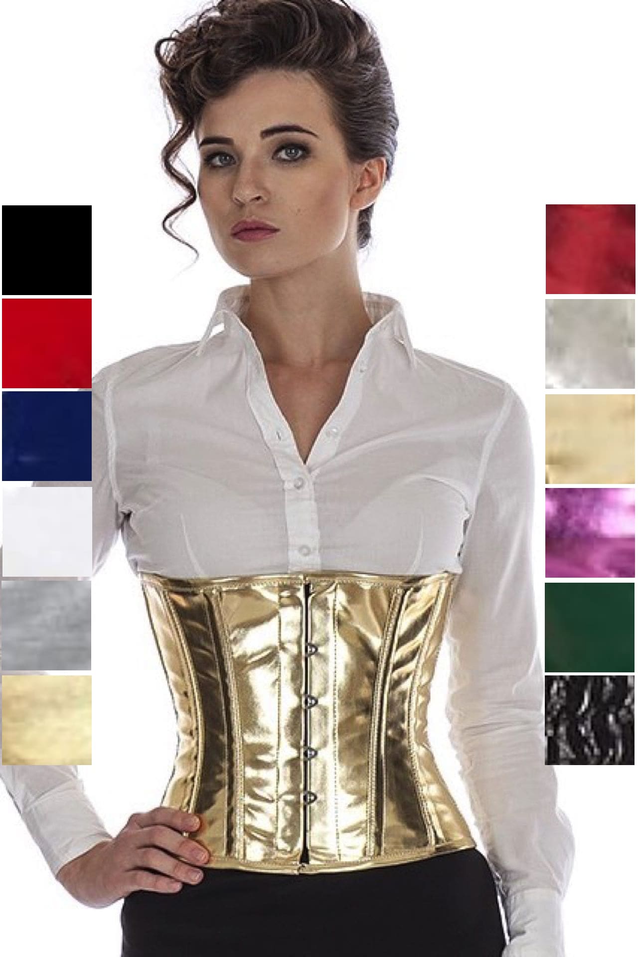 Corsetto oro glitter vinile pvc stringivita pwG5 Corsetto oro glitter vinile pvc stringivita pwG5