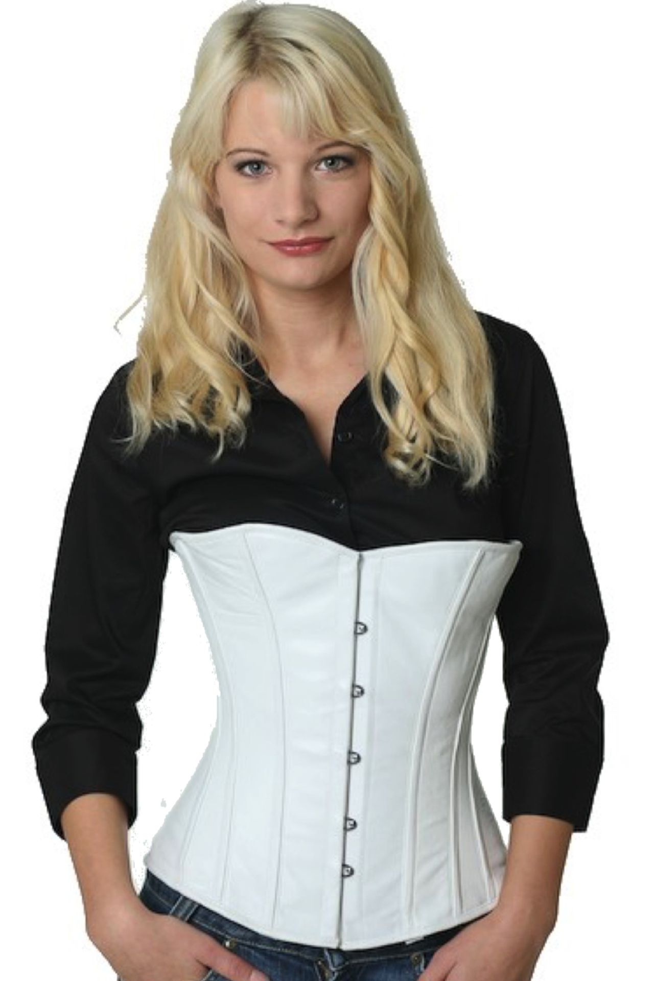 Leren corset wit halfborst Korset lh21