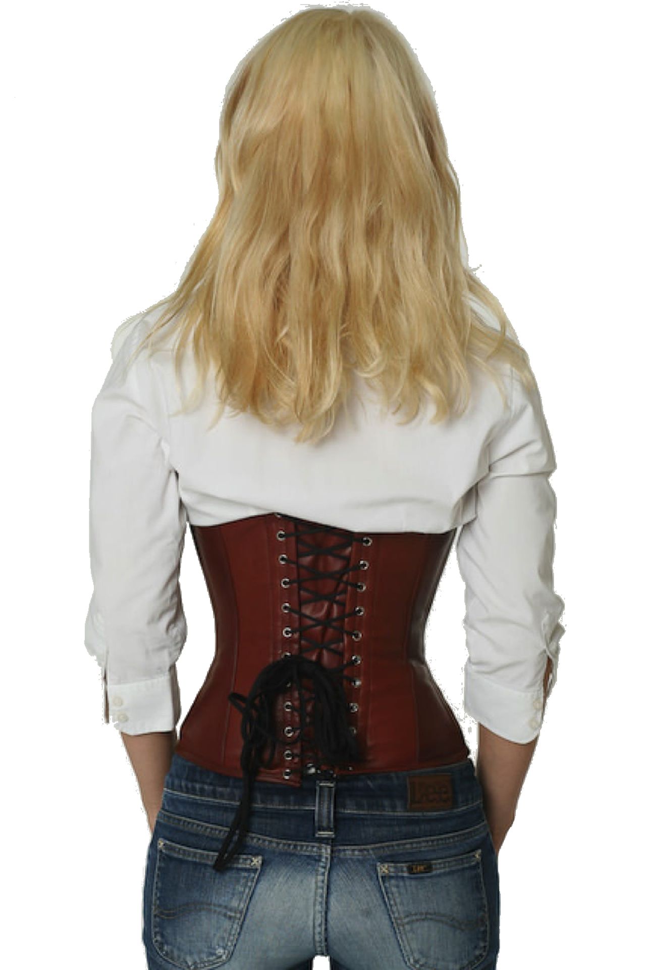 Lederen korset bruin tan taille Cincher Lederen korset bruin tan taille Cincher