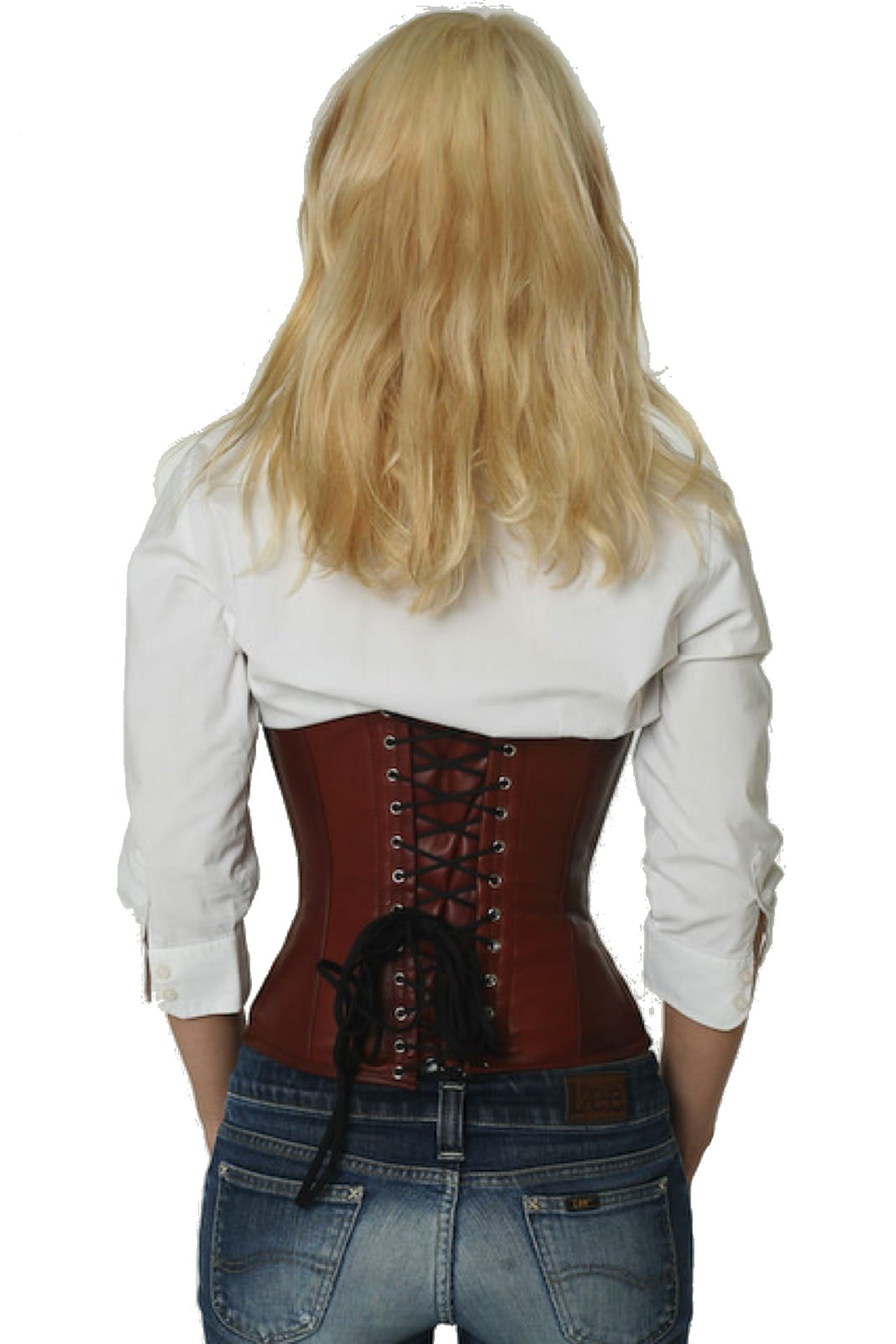 Corset light brown leather taille lw27