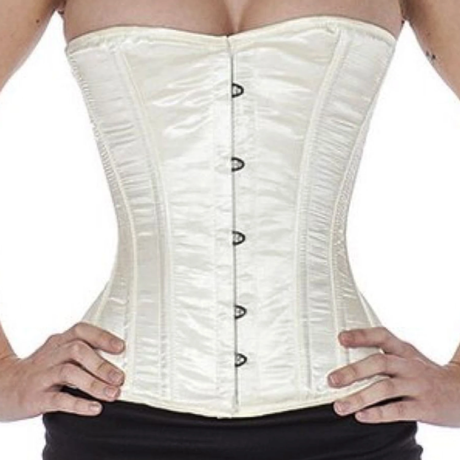 Korsett Elfenbein Sateng Half bust sh19 Ekte halvbystekorsett av elegant satinstoff i elfenben for midjereduksjon