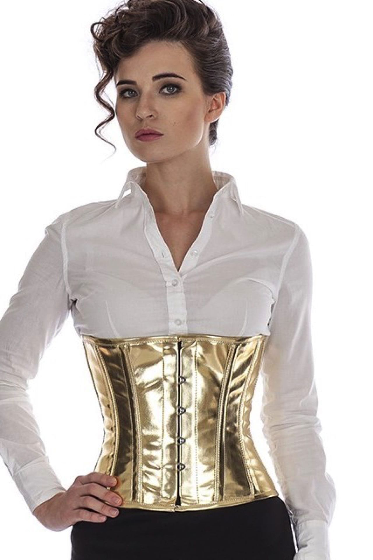 Lak corset goud glitter taille Korset pwG5