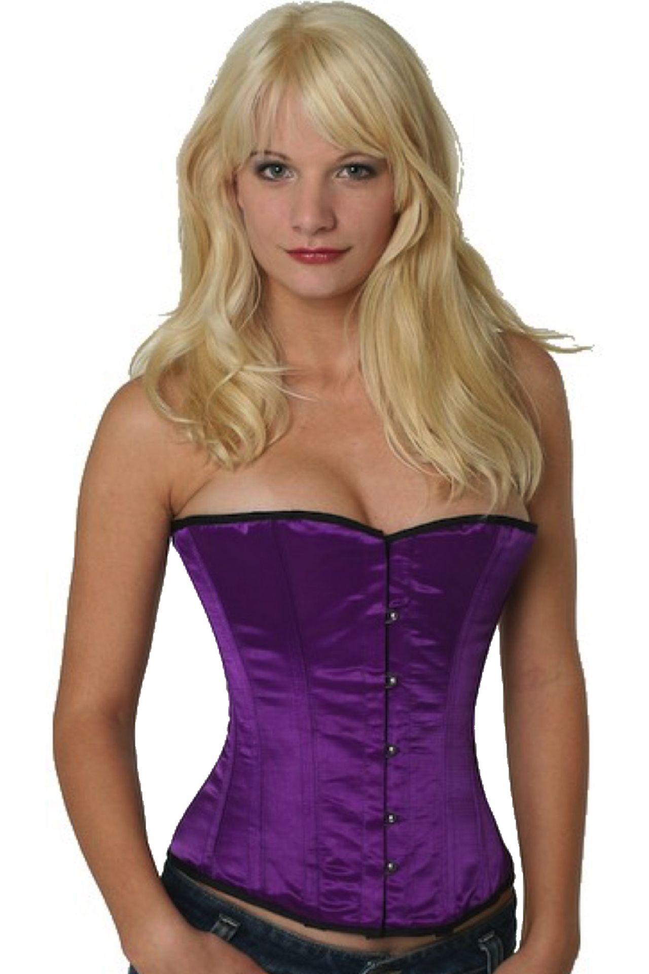 Satijnen korset violet halfbuste Satijnen korset violet halfbuste